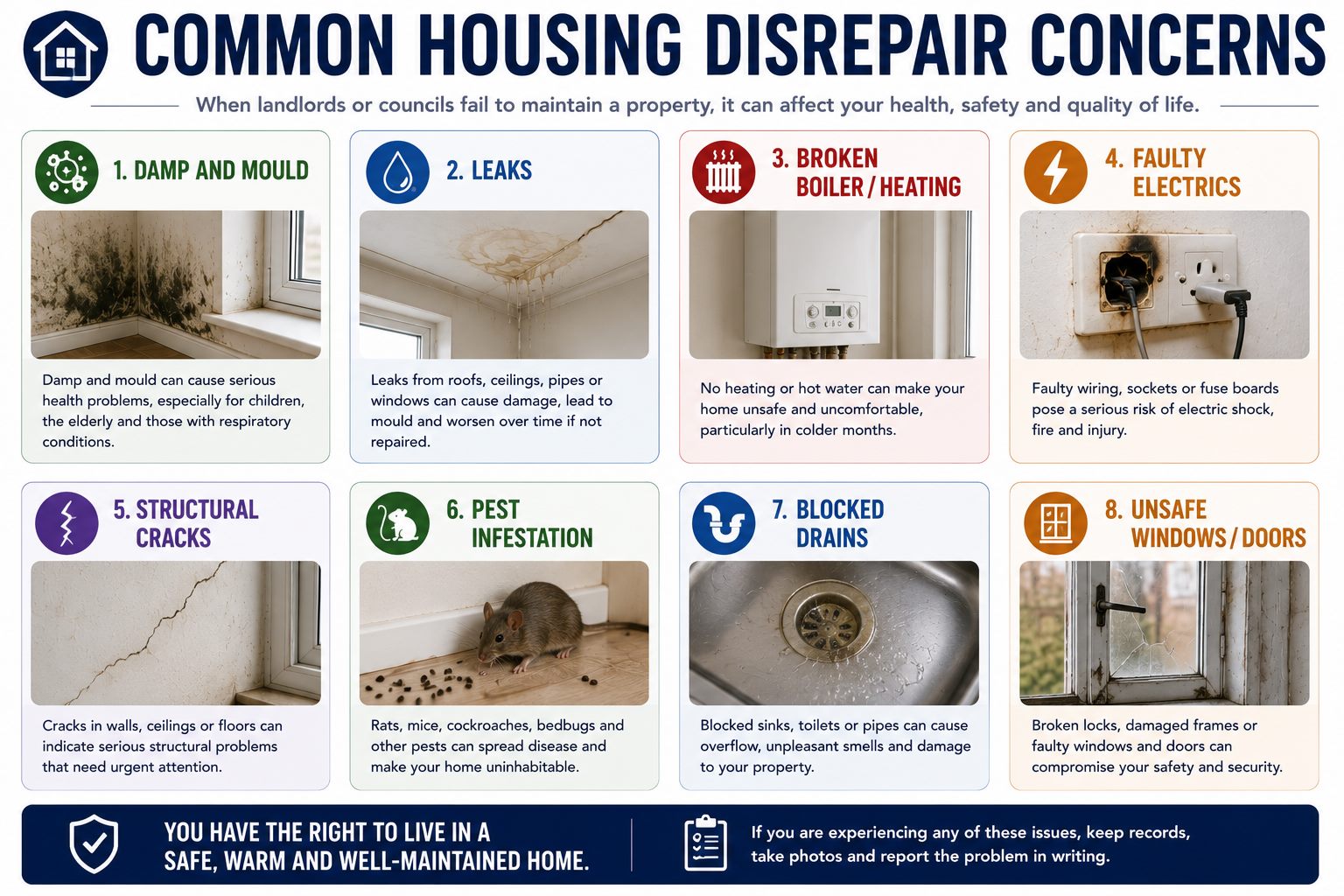 Common housing disrepair concerns infographic