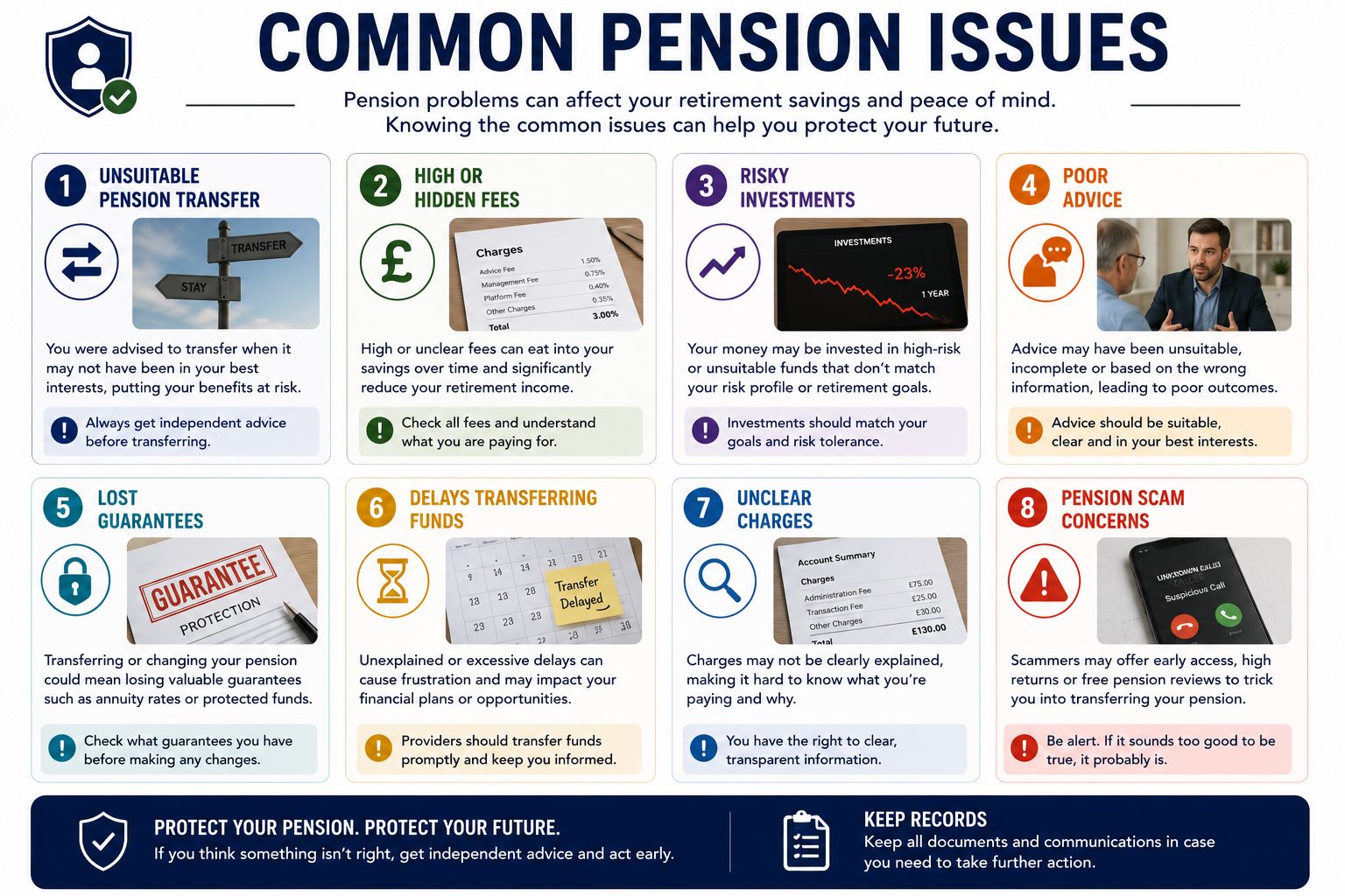 Common pension issues infographic