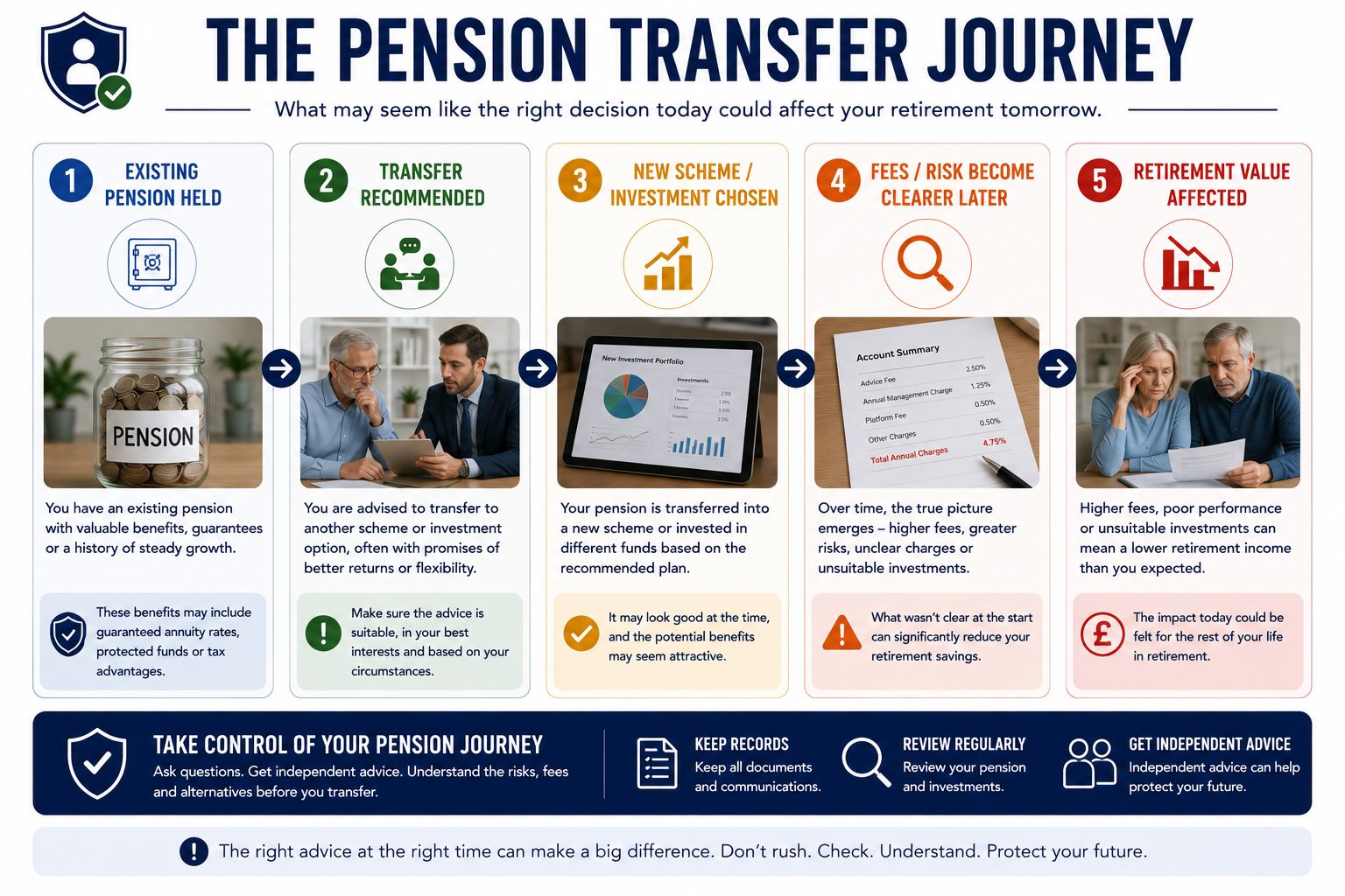 Pension transfer journey infographic