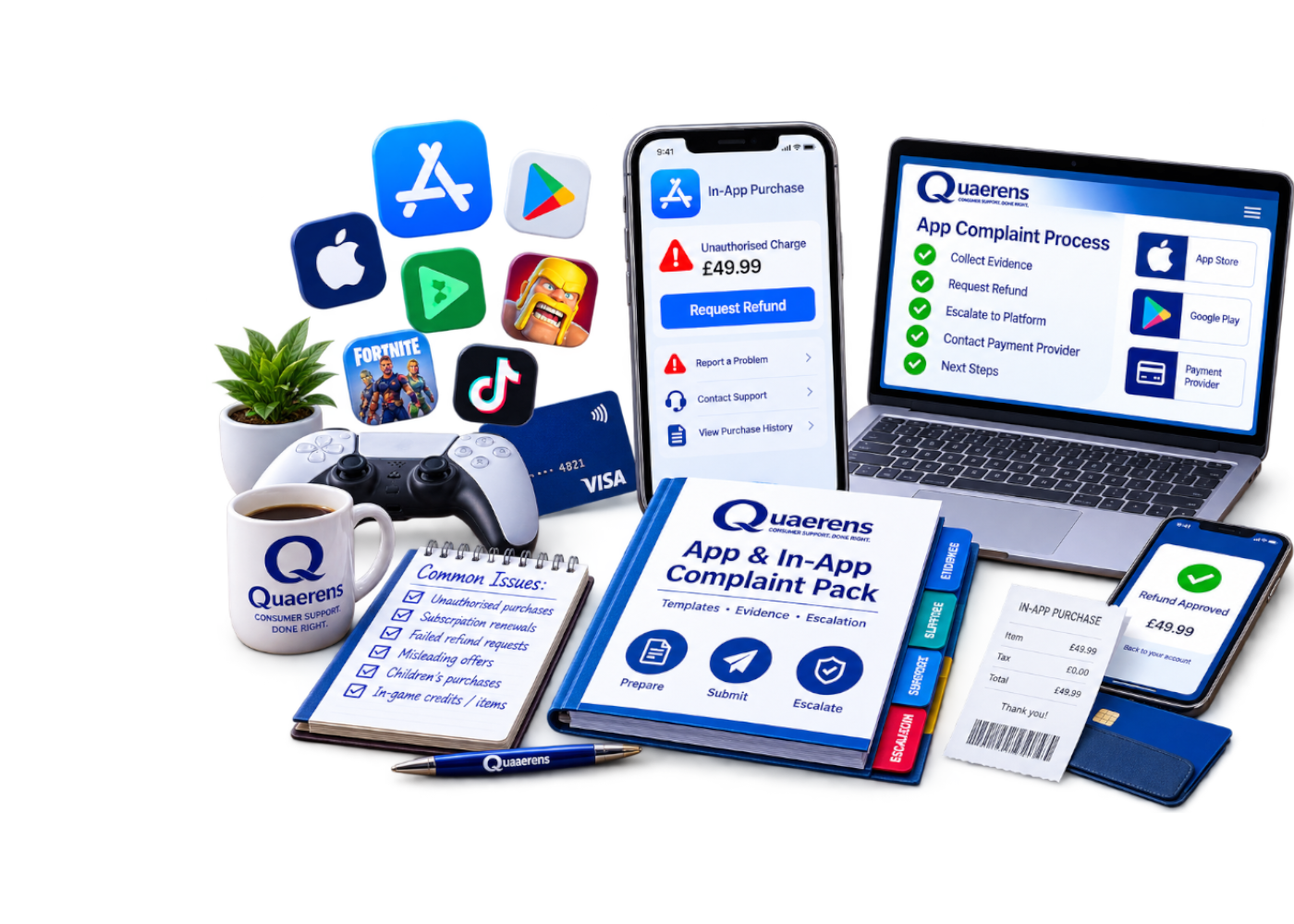 App and in-app purchase refund Complaint Pack product preview