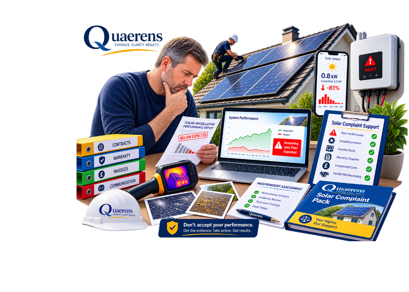 Solar panels, finance and evidence organised for assessment