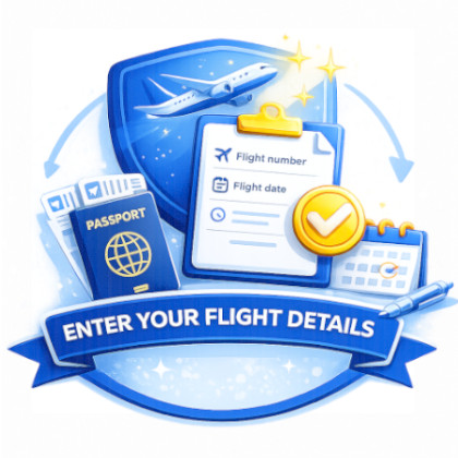 Passenger entering flight delay details on a phone