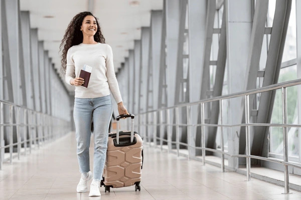 Happy holiday traveler